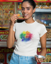 CELEBRATION OF COLORS WHITE CROP TOP FOR WOMEN