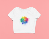 CELEBRATION OF COLORS WHITE CROP TOP FOR WOMEN
