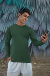 Olive Green Sleeve T-Shirt for Men