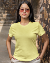 Butter Yellow Half Sleeve T-Shirt for Women