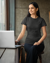 Black Half Sleeve T-Shirt for Women