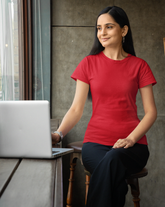 Red Half Sleeve T-Shirt for Women