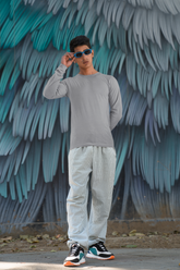 Melange Grey Full Sleeve T-Shirt for Men
