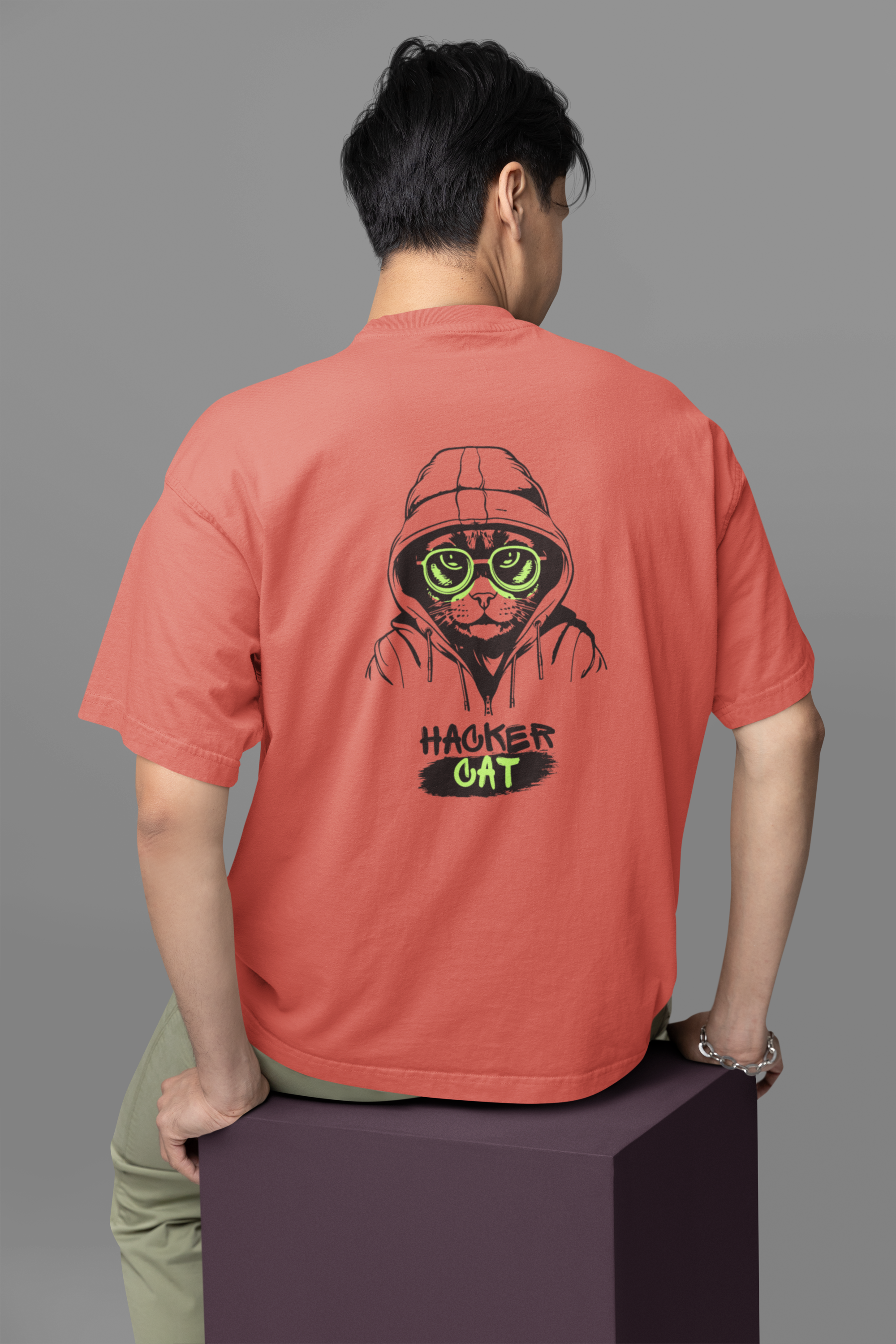HACKER CAT UNISEX PREMIUM OVERSIZED T SHIRT
