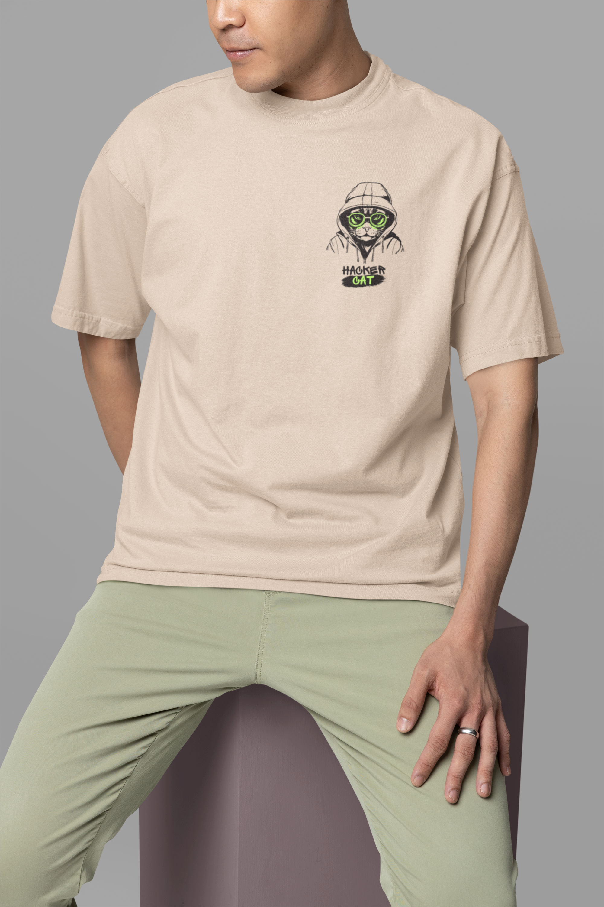 HACKER CAT UNISEX PREMIUM OVERSIZED T SHIRT