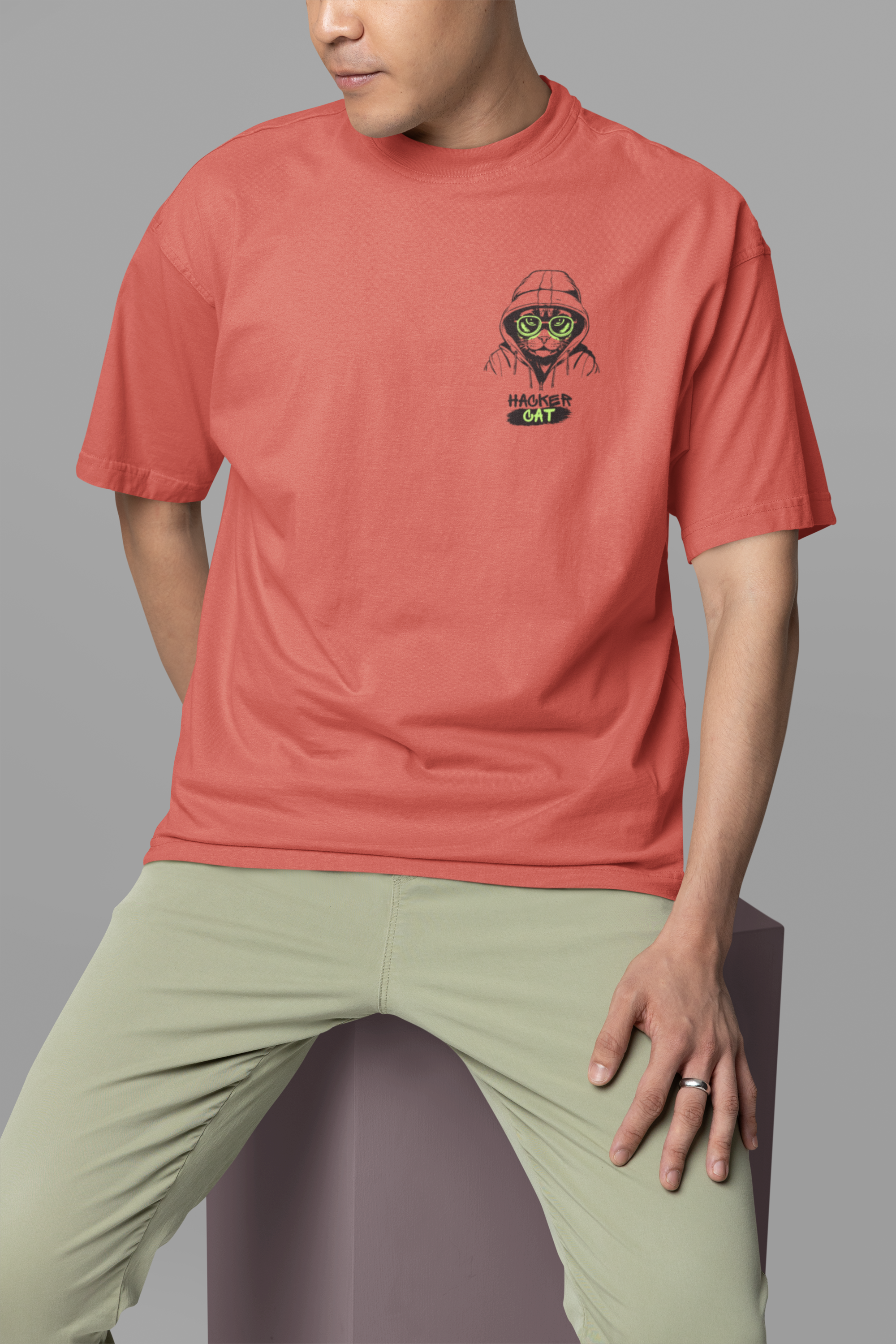 HACKER CAT UNISEX PREMIUM OVERSIZED T SHIRT