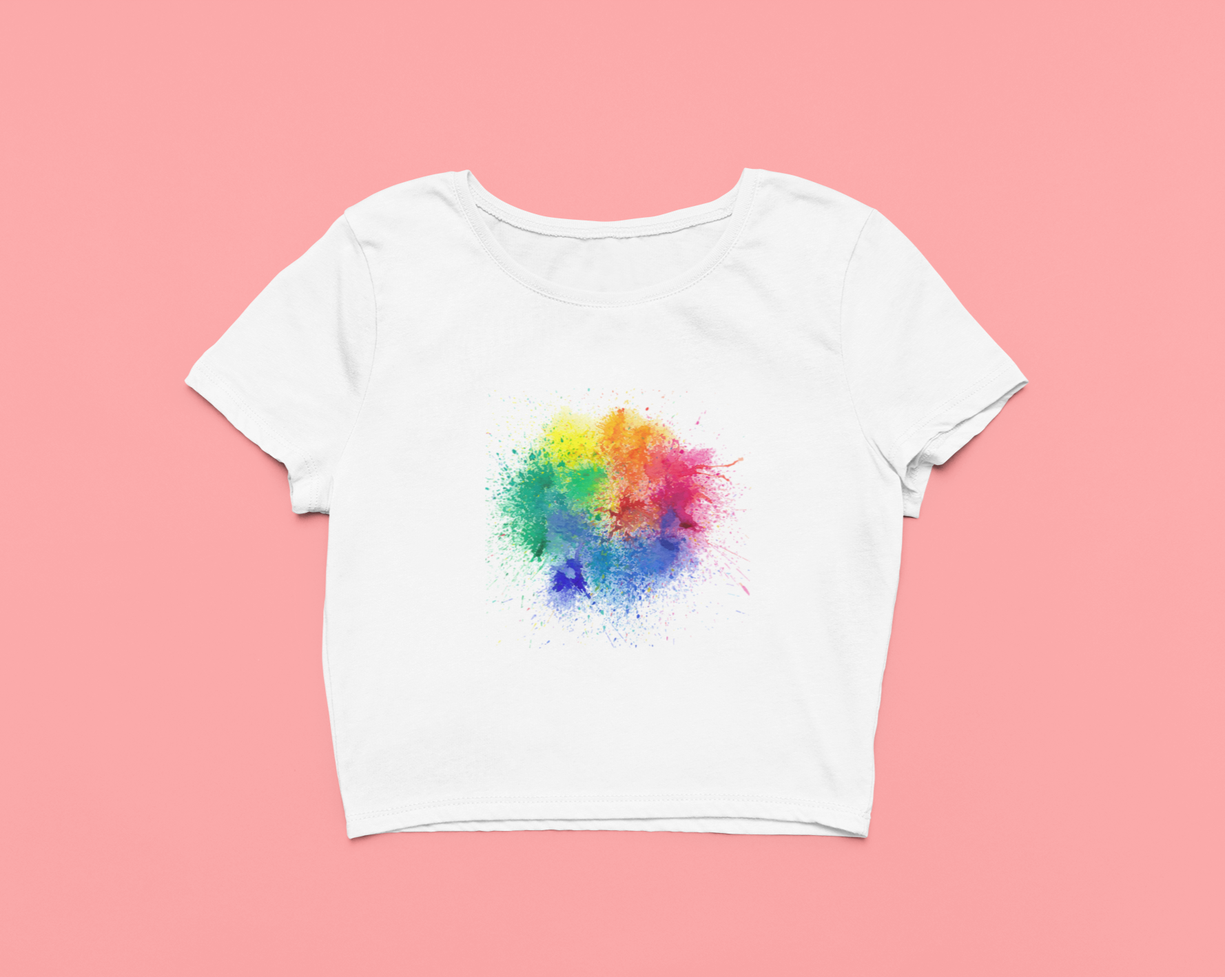 CELEBRATION OF COLORS WHITE CROP TOP FOR WOMEN