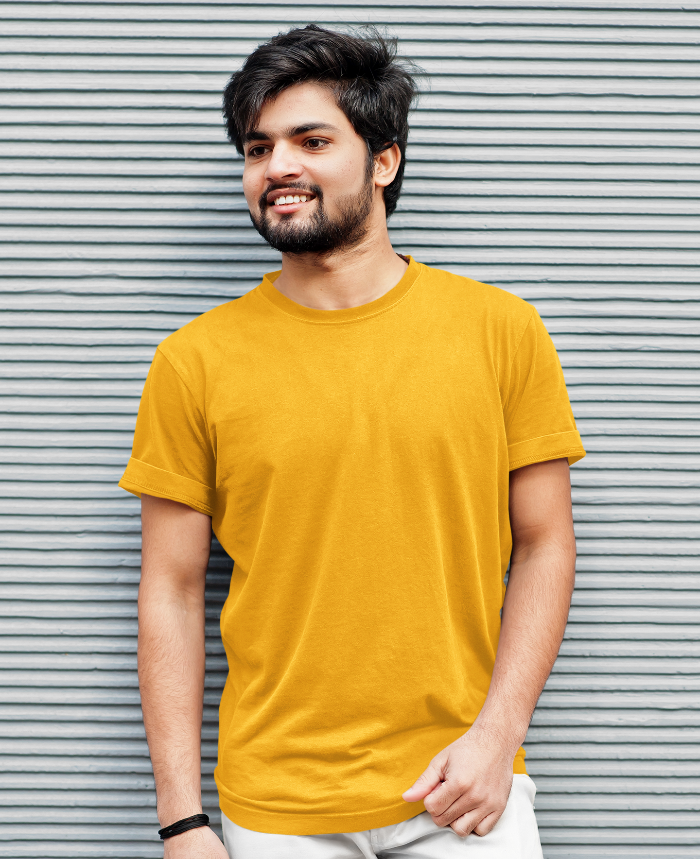 Golden Yellow Half Sleeve T-Shirt for Men